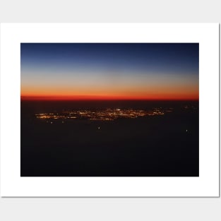 Aerial view of tropical island at sunset Posters and Art